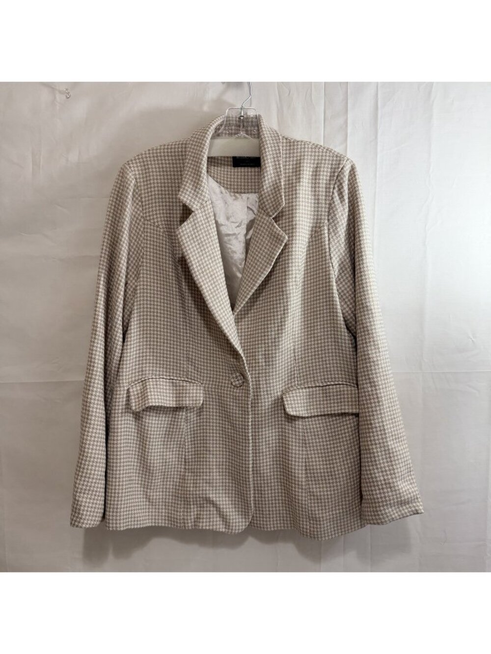 MinkPink Womens Beige Cream Houndstooth Blazer Large